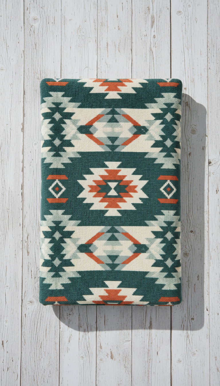 Woven Beach Towel with Retro Motif