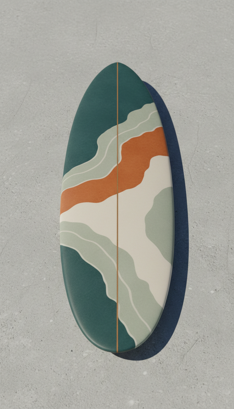 Surfboard with Textured Bamboo Deck
