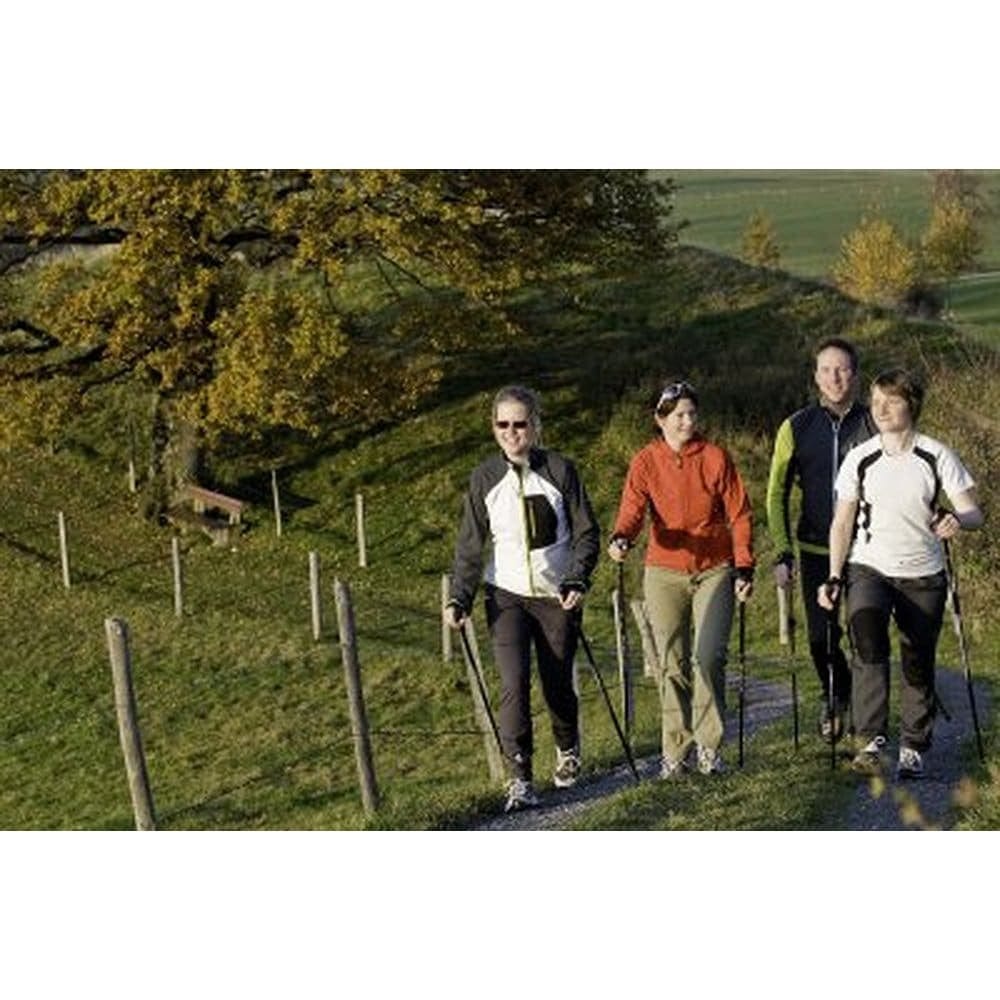 Official Nordic Walking Poles - True Nordic Glove Grip w-flip locks, detachable feet and travel bag - pair - For Heights up to 6’2”